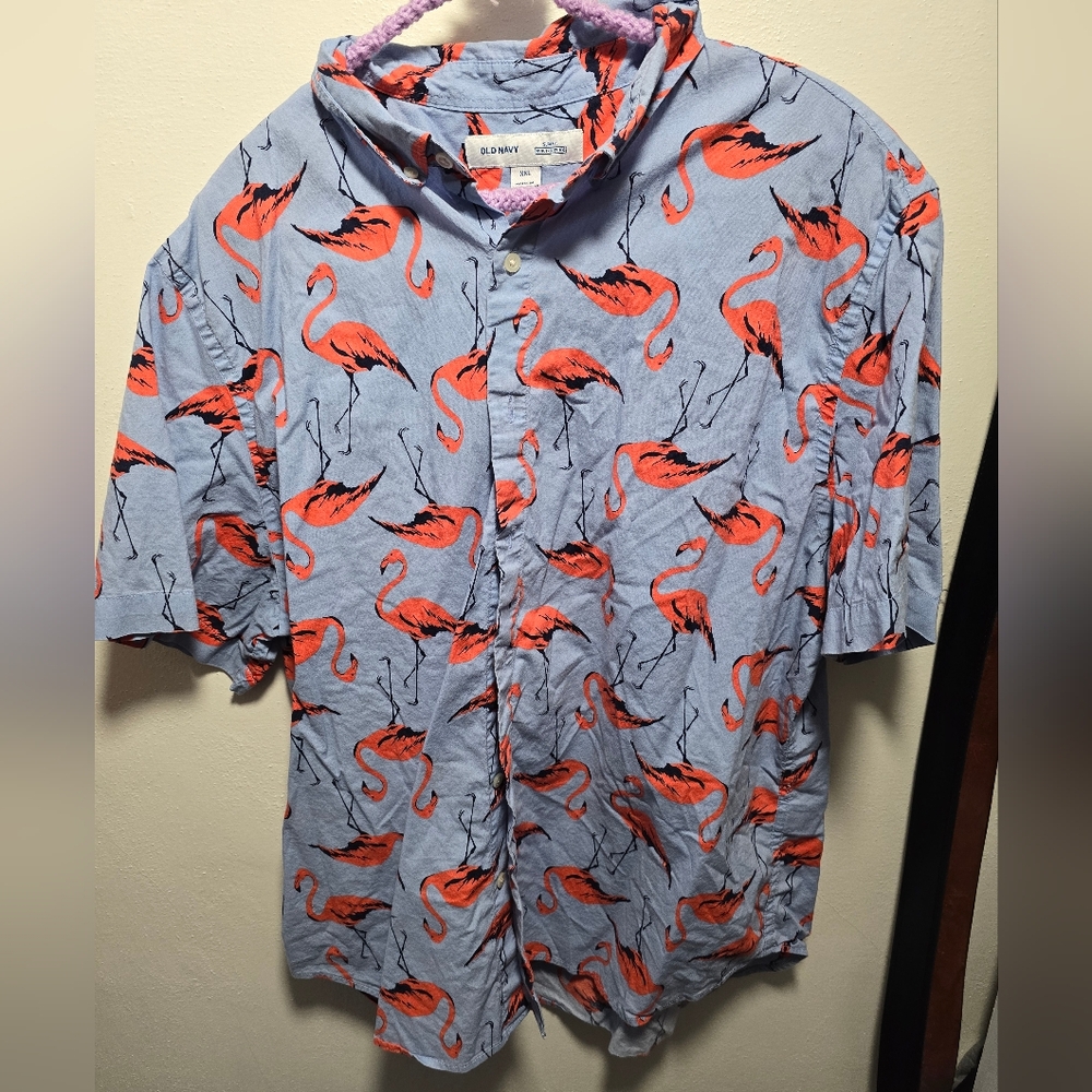 Old navy 2xl flamingo print button up